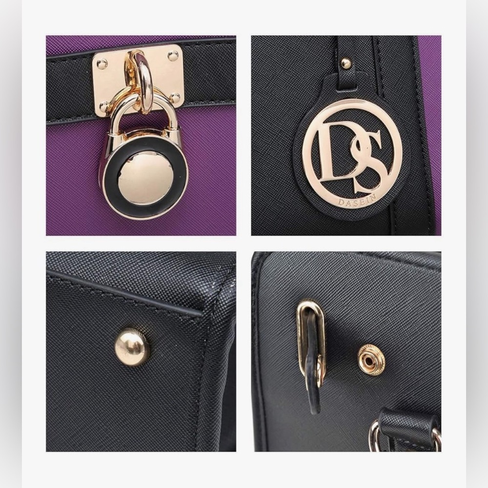 Dasein Elegant Black and Purple Women's Bag Set - Picture 5 of 9